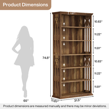 Ashcroft 6-Tier Bookcase with Adjustable Shelves & Storage Cabinet