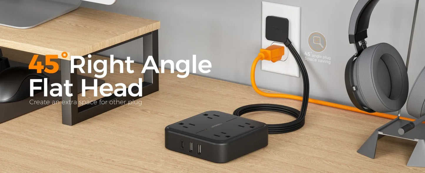 TESSAN Flat Plug Power Strip