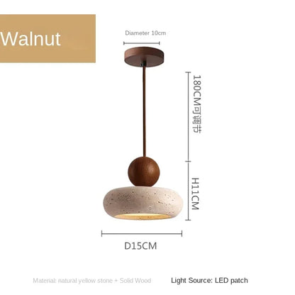 Stone & Wood Pendant for Warm Ambient Glow