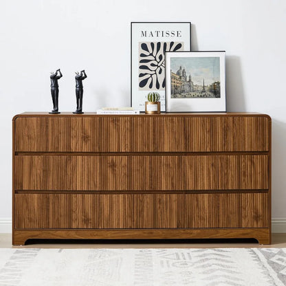 Premium 9-Drawer Wood Dresser with Fluted Modern Design