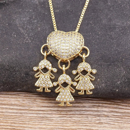 18K Gold Heart Pendant Necklace for Moms