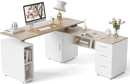Camden 66" Electric L-Shaped Standing Desk with Storage