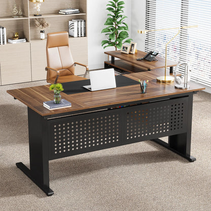 Parkview L-Shaped Executive Desk with Storage Cabinet & File Drawer