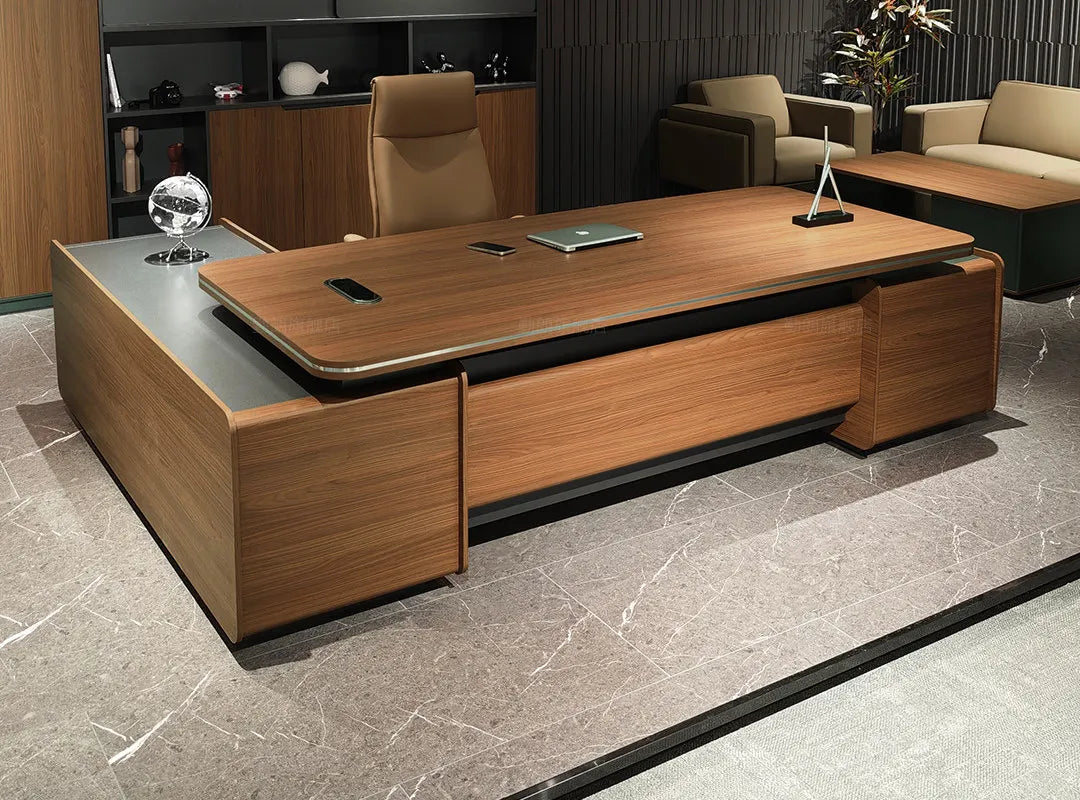 Designer Italian Solid Wood Executive L-Shaped Desk