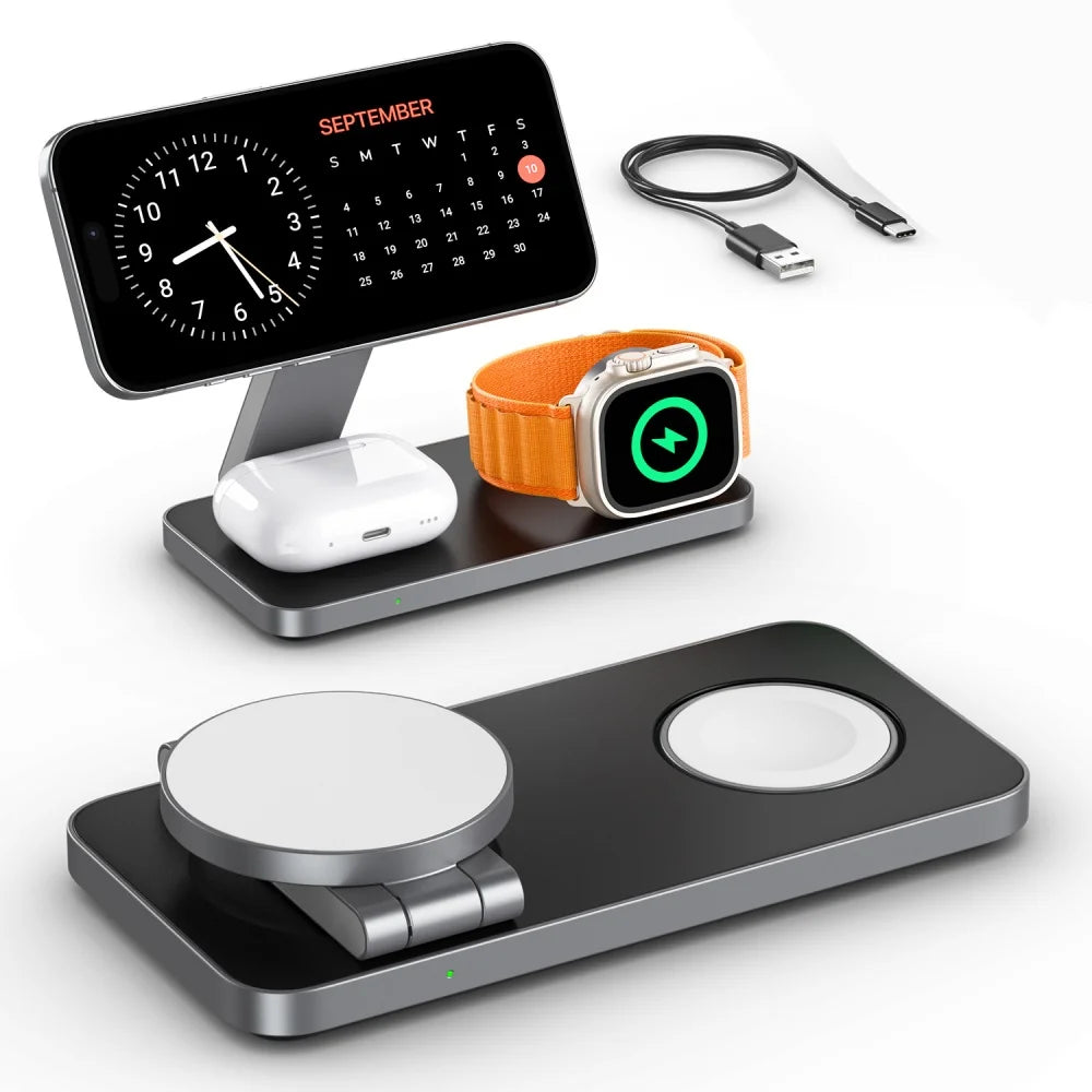 FoldCharge Pro 3-in-1 Magnetic Wireless Charging Station