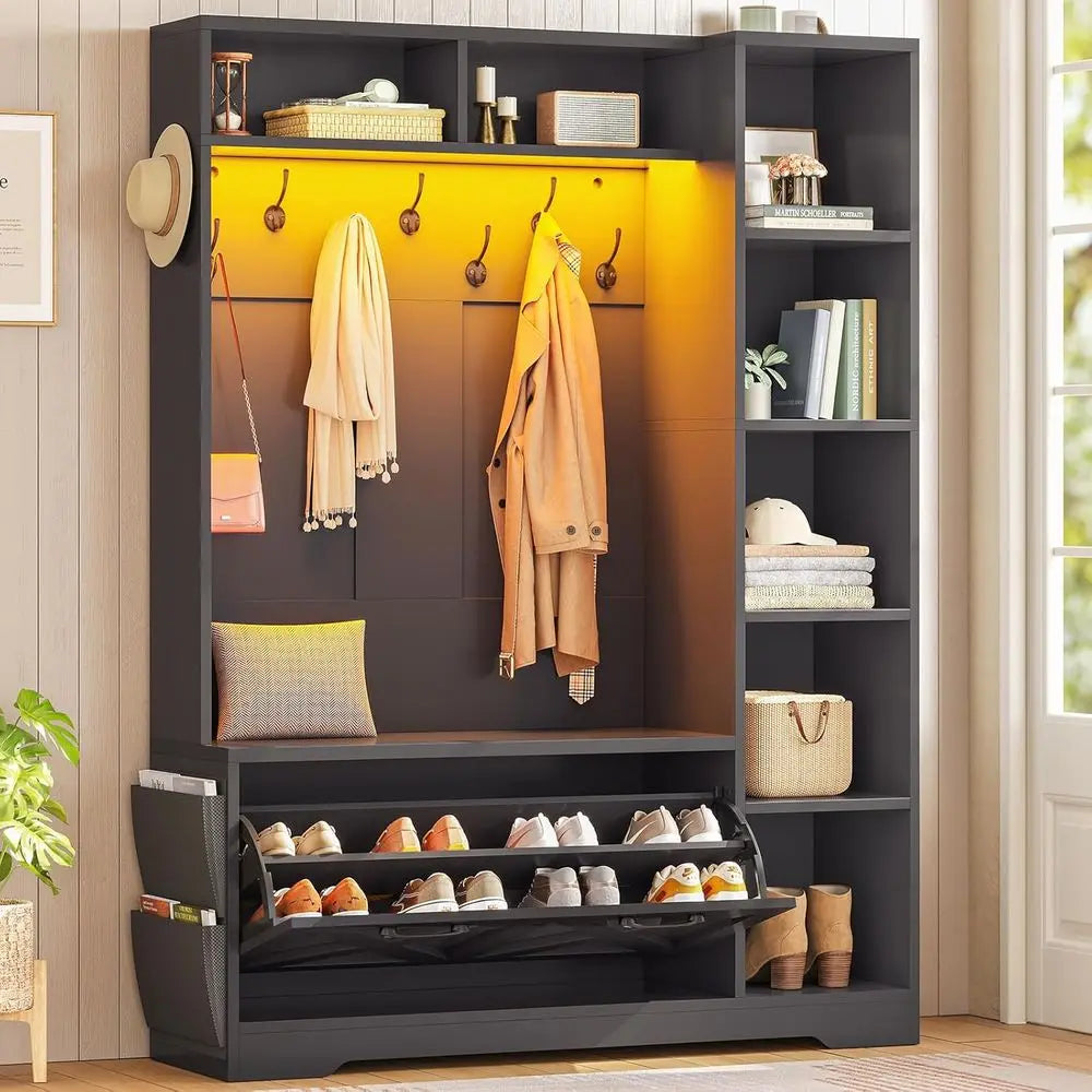 Black LED Entryway Bench