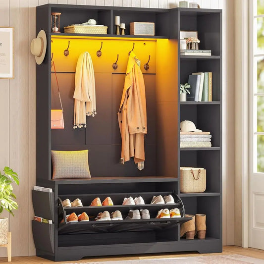 Black LED Entryway Bench