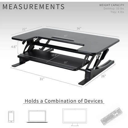 Adjustable Standing Desk Converter with Keyboard Tray