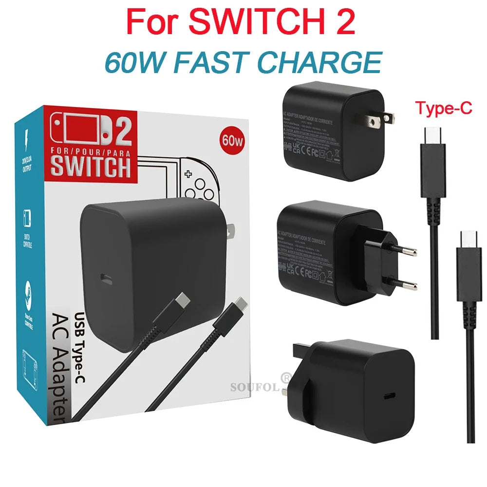 60W USB-C Fast Charger for Switch 2