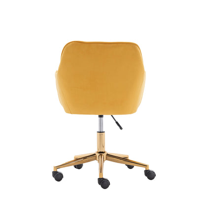 Yellow Velvet Swivel Office Chair