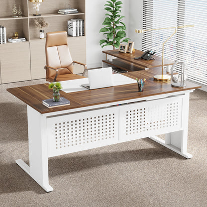 Parkview L-Shaped Executive Desk with Storage Cabinet & File Drawer