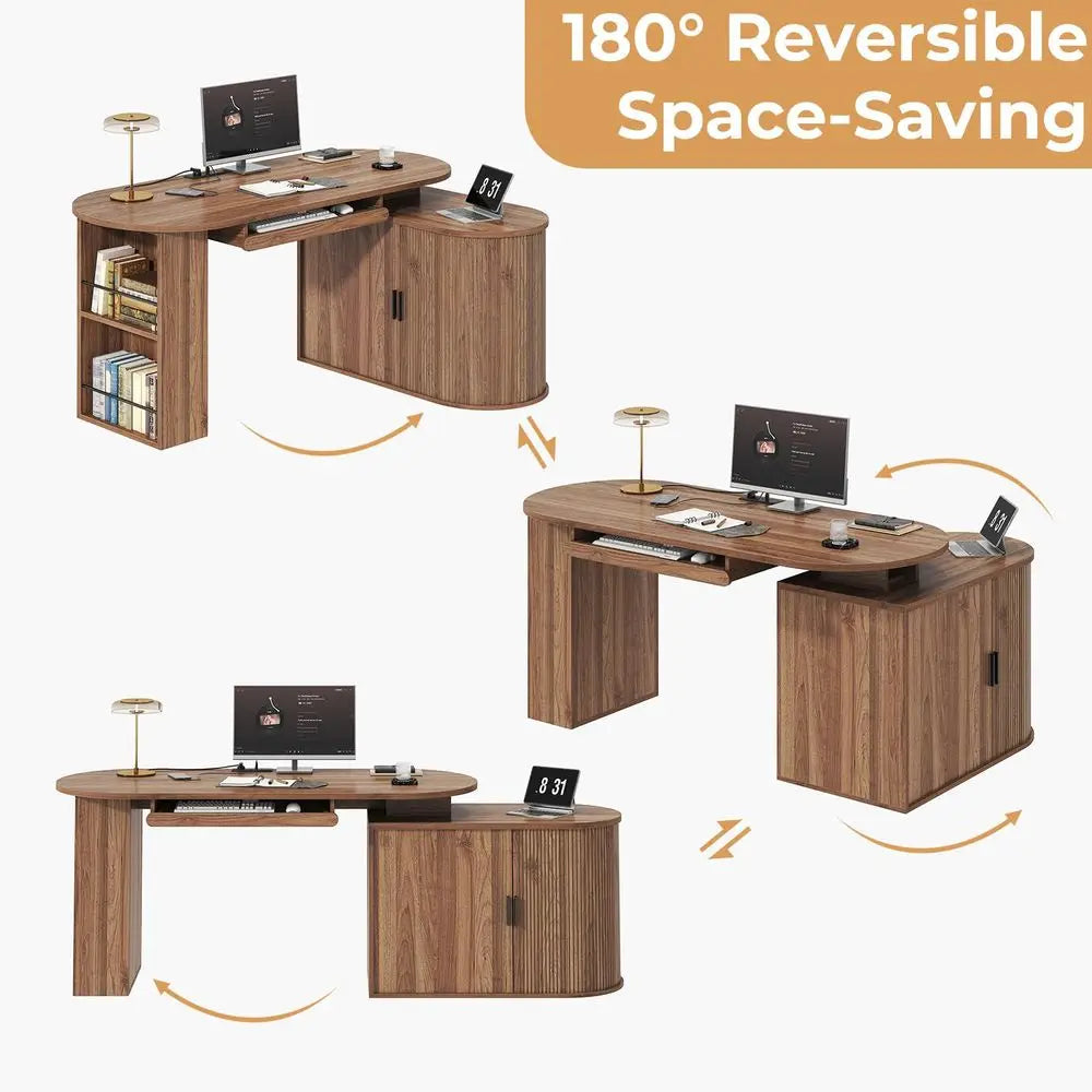 Modern Fluted Executive L-Desk