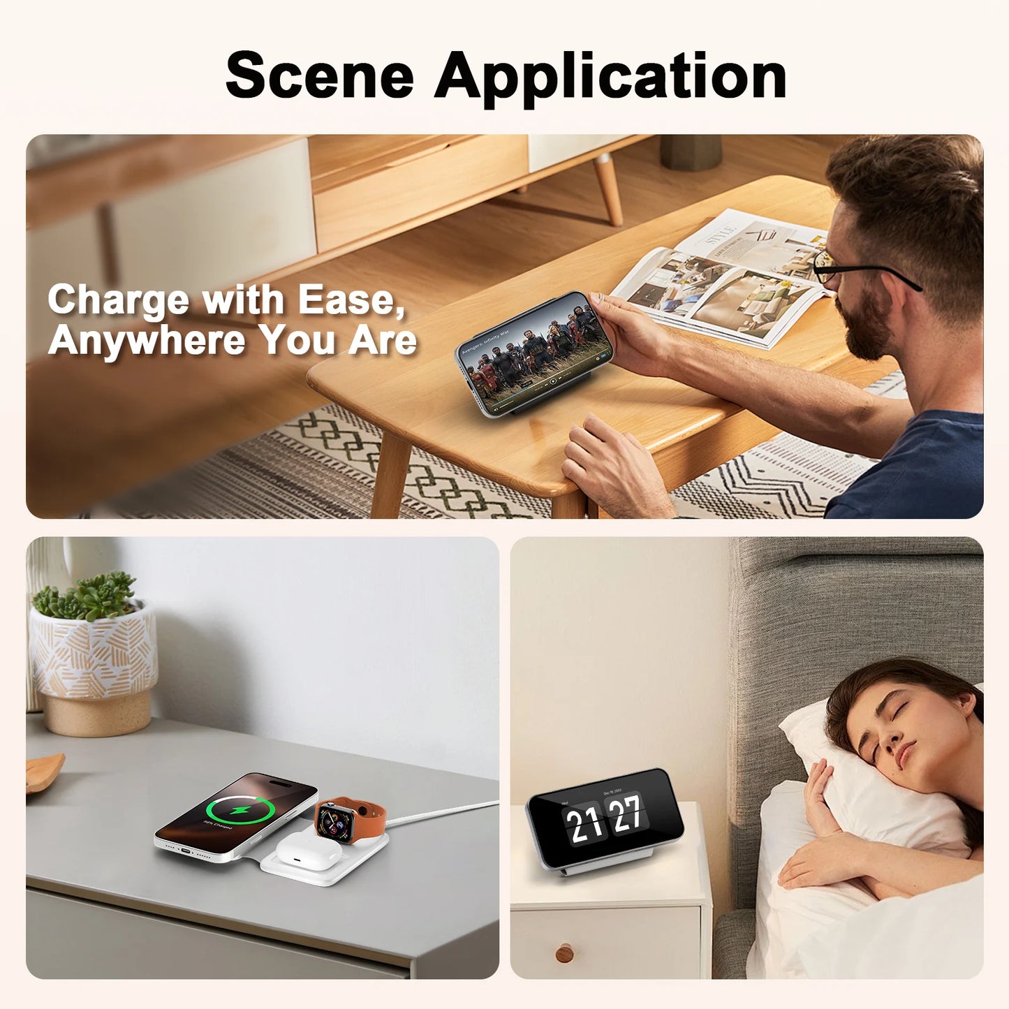 Foldable 3-in-1 Magnetic Charging Dock