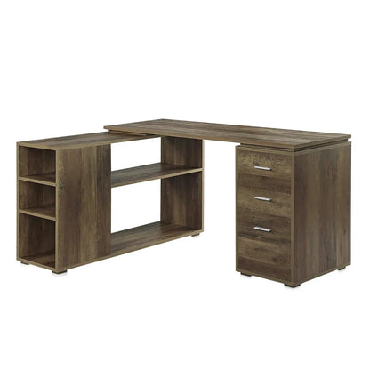60" Dark Walnut L-Shaped Corner Desk