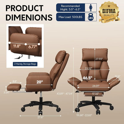 Premium Ergonomic Office Chair with Extra-Wide Seat & Retractable Footrest