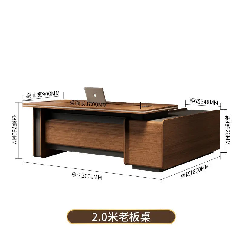 Designer Italian Solid Wood Executive L-Shaped Desk