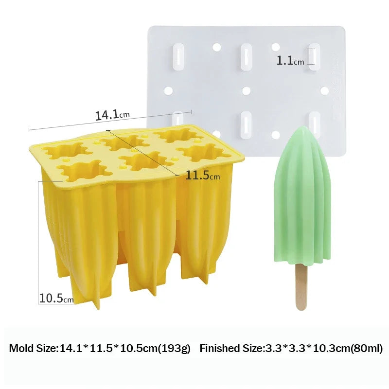 6-Cavity Silicone Popsicle Molds & Sticks