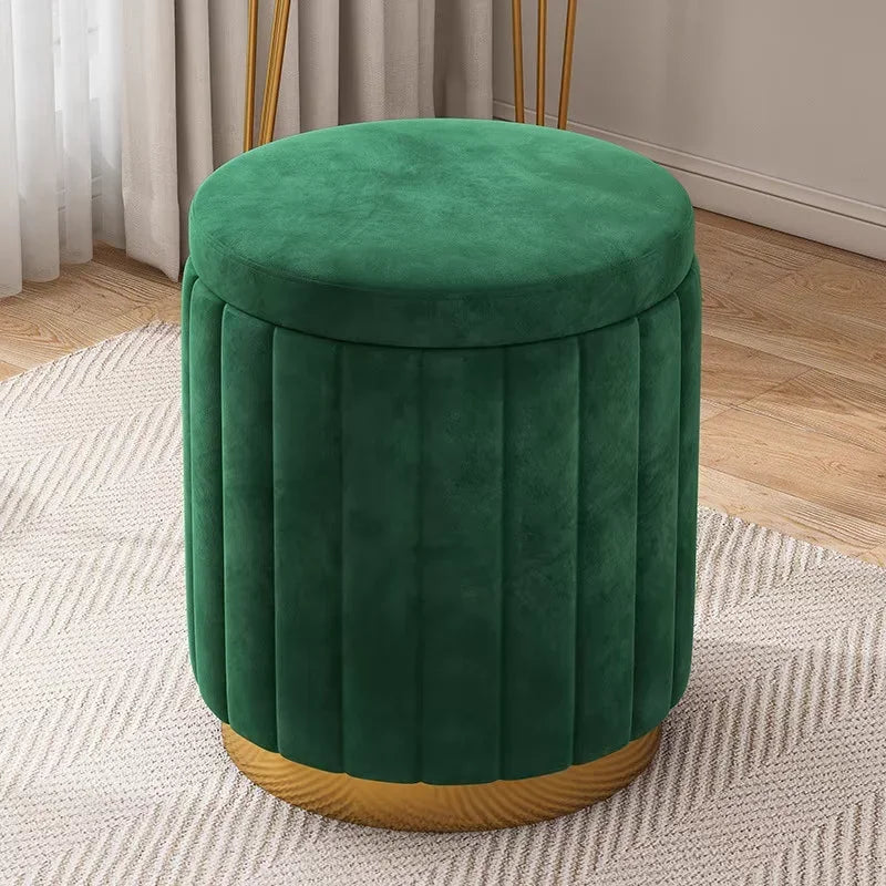 Round Storage Ottoman Stool