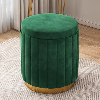 Round Storage Ottoman Stool