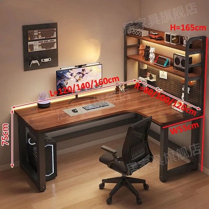 Forgewood L-Shaped Desk with Bookshelf & Pegboard Storage