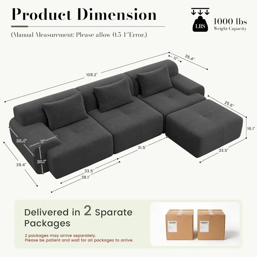 Oversized Corduroy Sectional Sofa