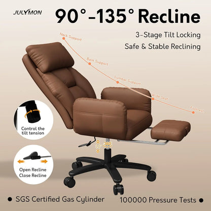 Premium Ergonomic Office Chair with Extra-Wide Seat & Retractable Footrest