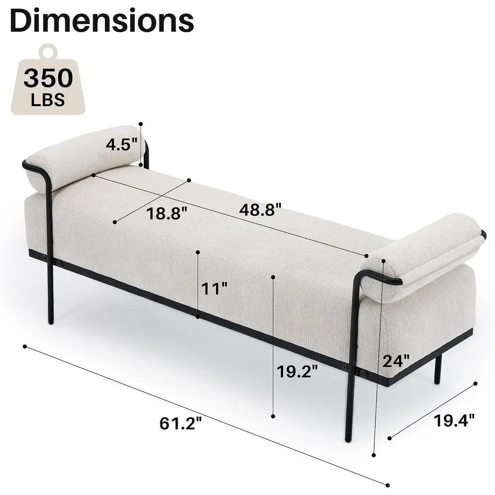 Chenille Ottoman Bench