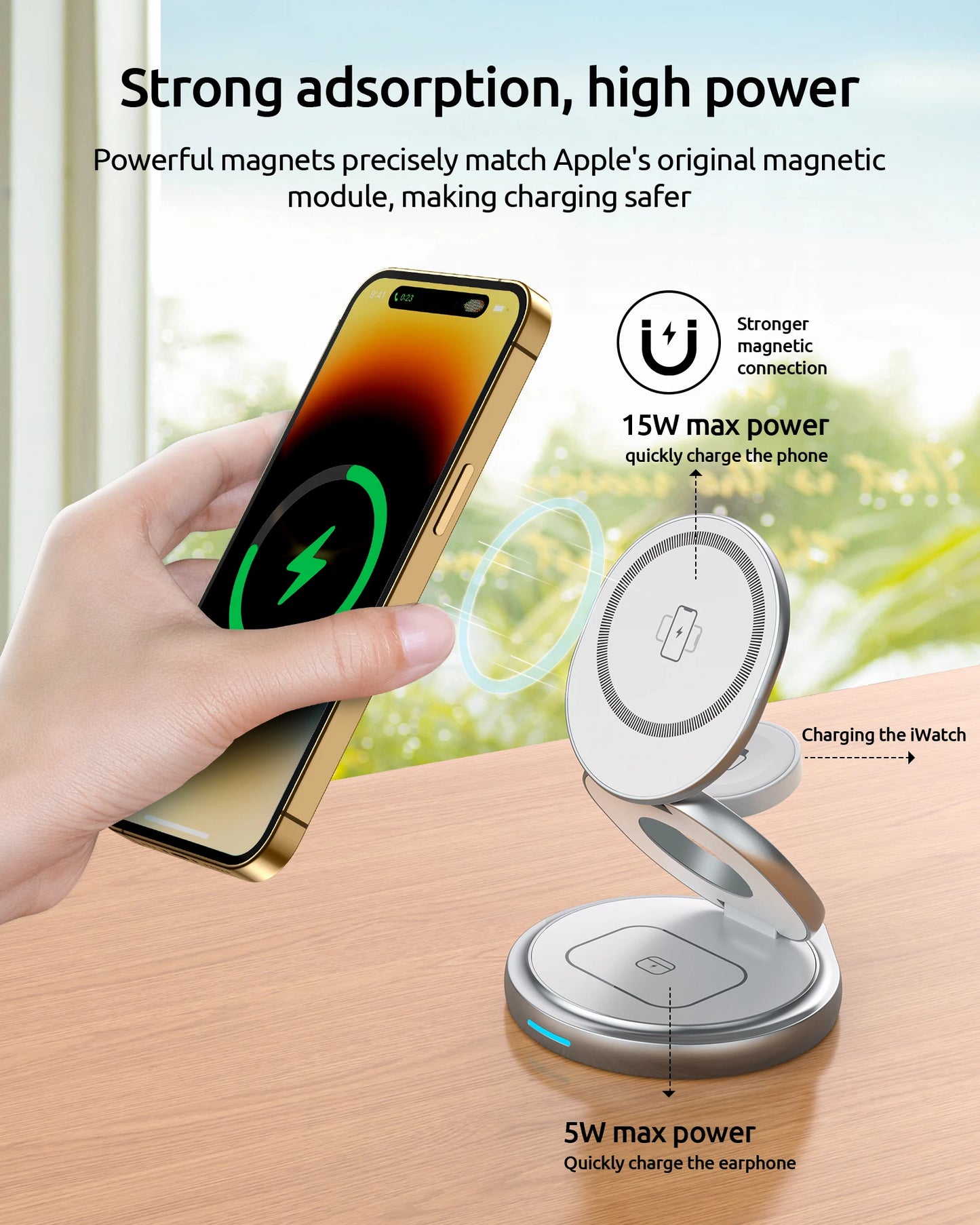 3-in-1 Rotating Magnetic Charger Stand