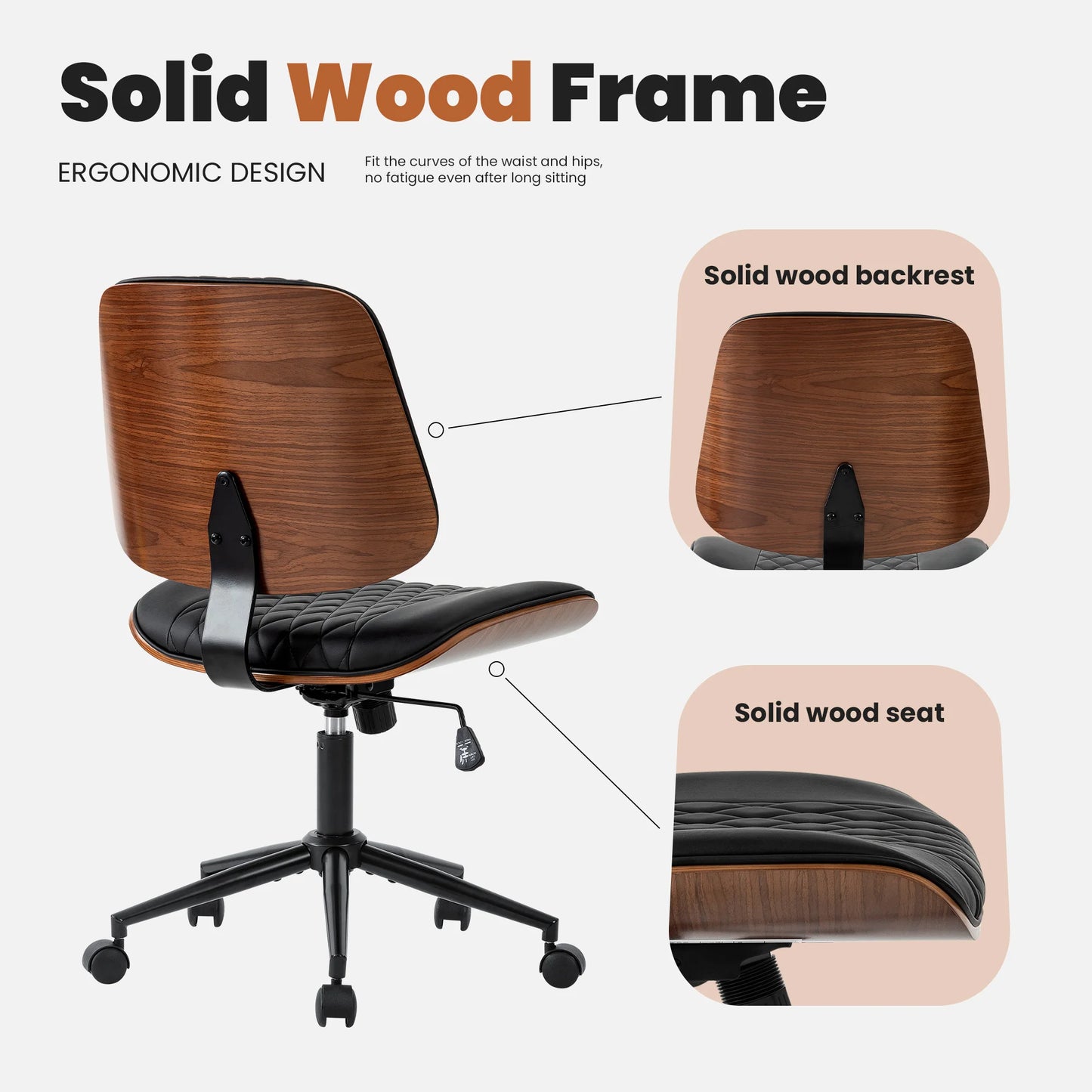 JHK Armless Ergonomic Office Chair