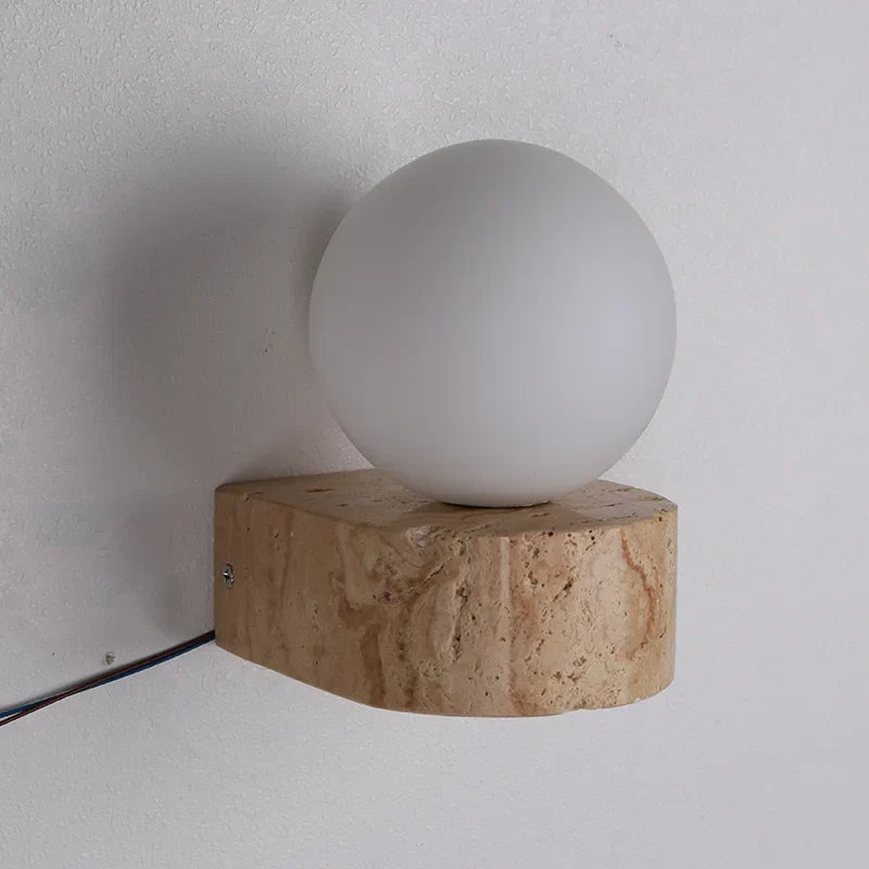 Travertine Wall Sconce: Uniquely Veined Stone
