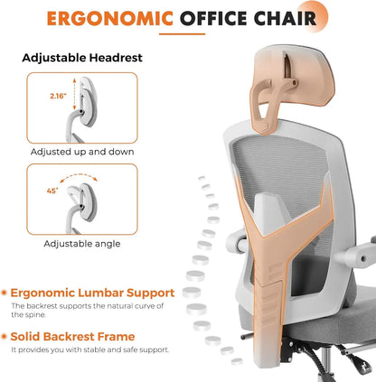 Light Grey Footrest Office Chair