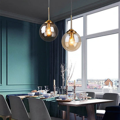 Amber, Clear & Smoke Grey Glass Pendant Light
