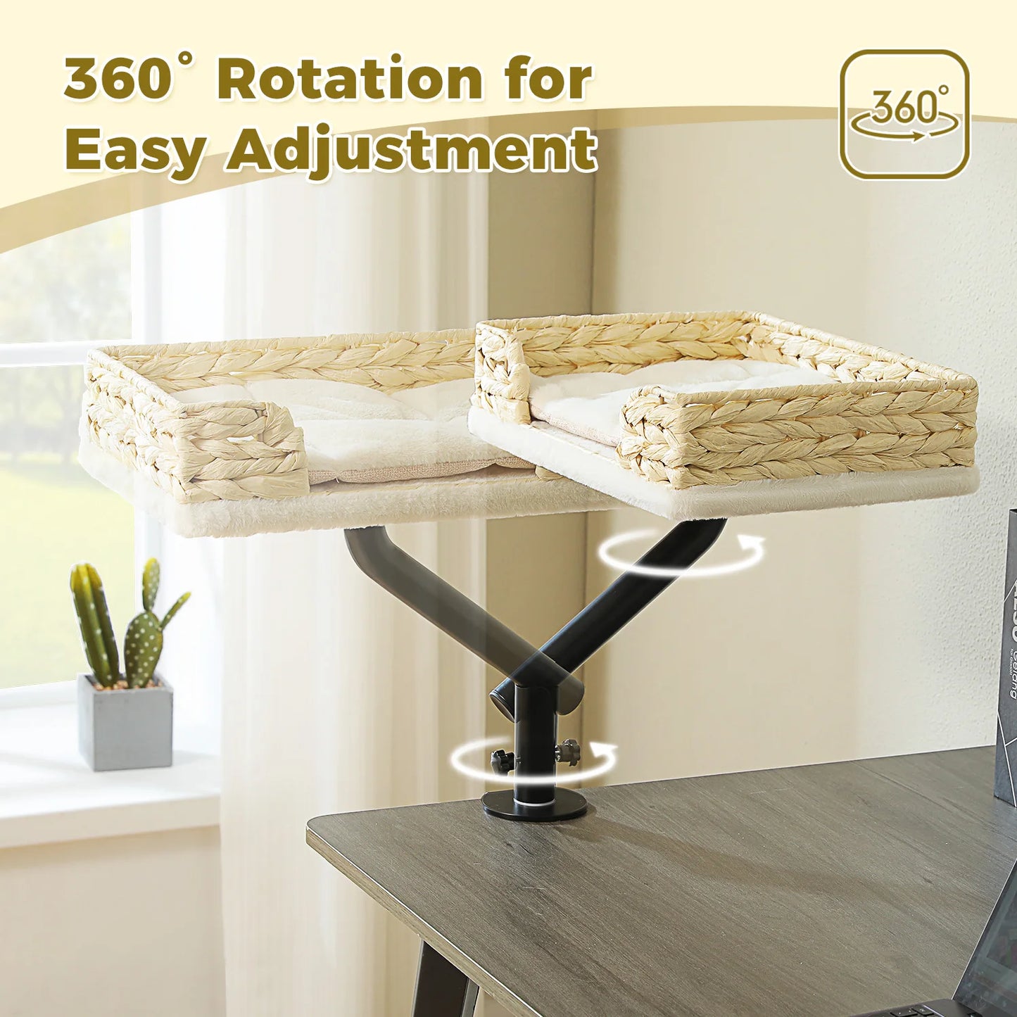 360° Rotatable Cat Desk Bed