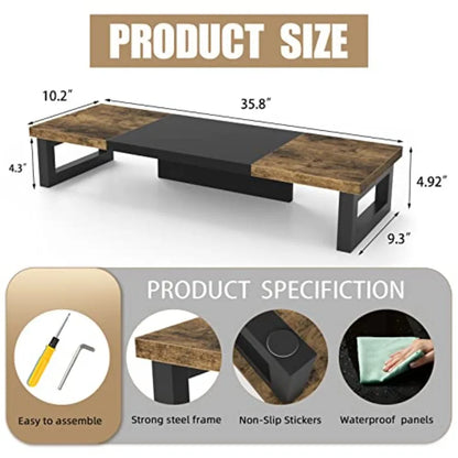 Dual Monitor Stand Riser with Desktop Storage Shelf