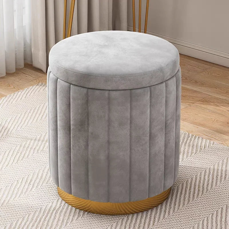 Round Storage Ottoman Stool