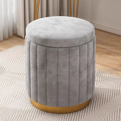 Round Storage Ottoman Stool