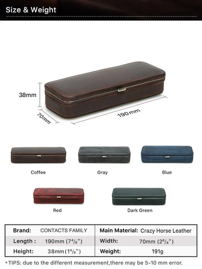 Vintage 3-Slot Leather Pen Case