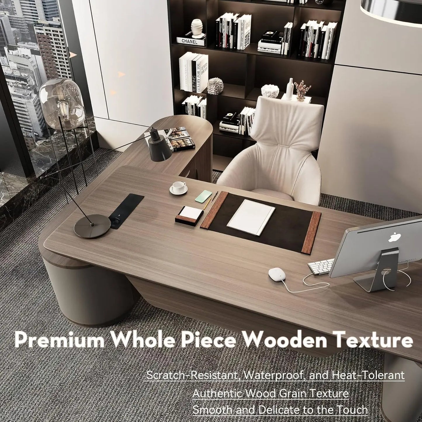 The Vanguard Executive L-Shaped Office Suite with Storage Cabinet & Privacy Panel