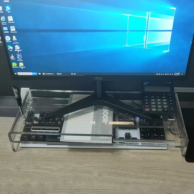 Acrylic Monitor Stand with Storage