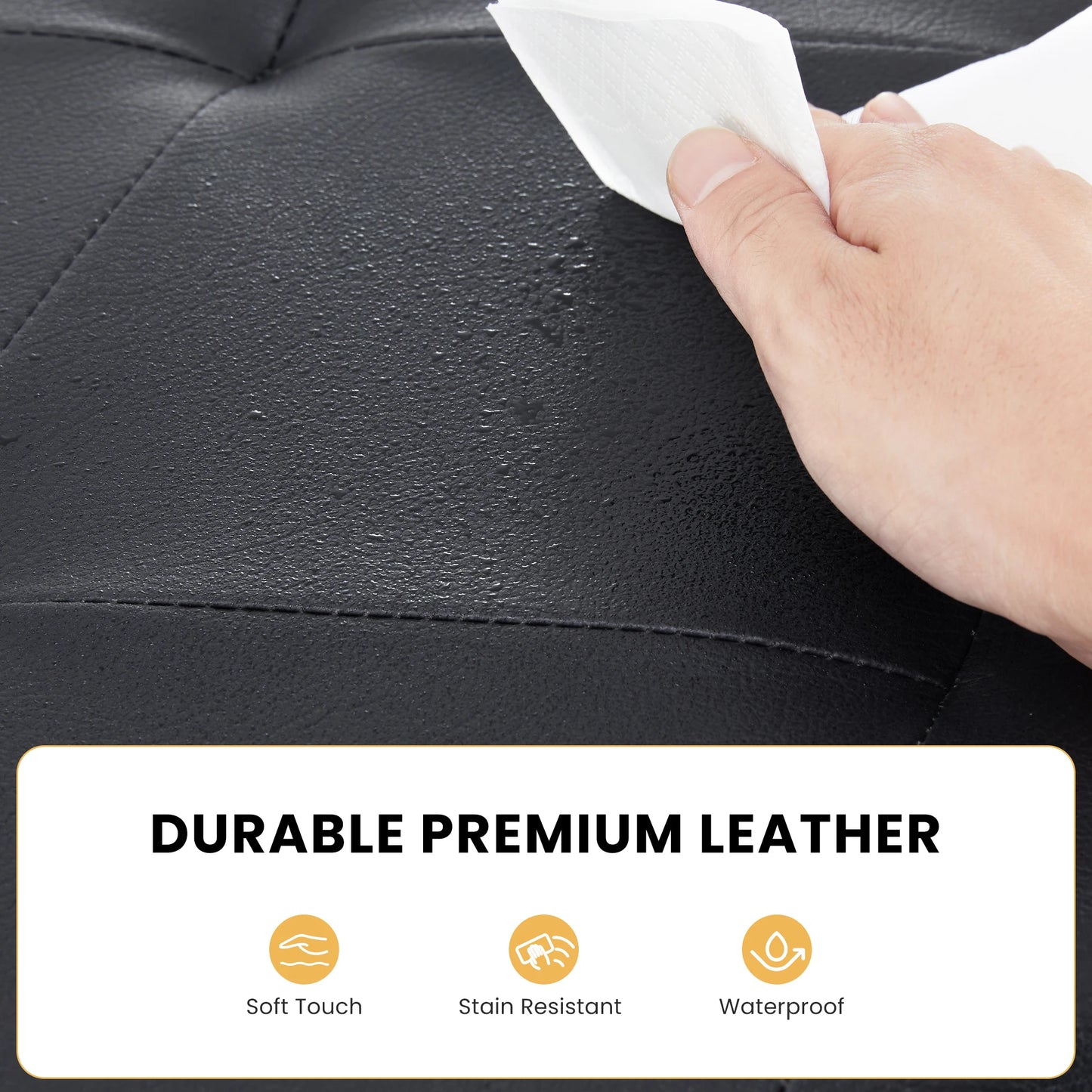 Leather Folding Storage Ottoman