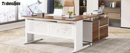 Parkview L-Shaped Executive Desk with Storage Cabinet & File Drawer