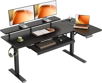 Draven Carbon L-Shaped Standing Desk