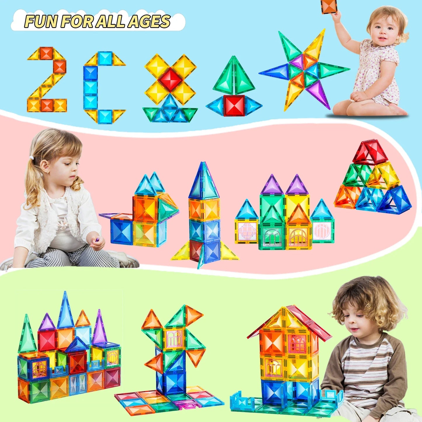 Diamond Magnetic Tiles - STEM Building Toy
