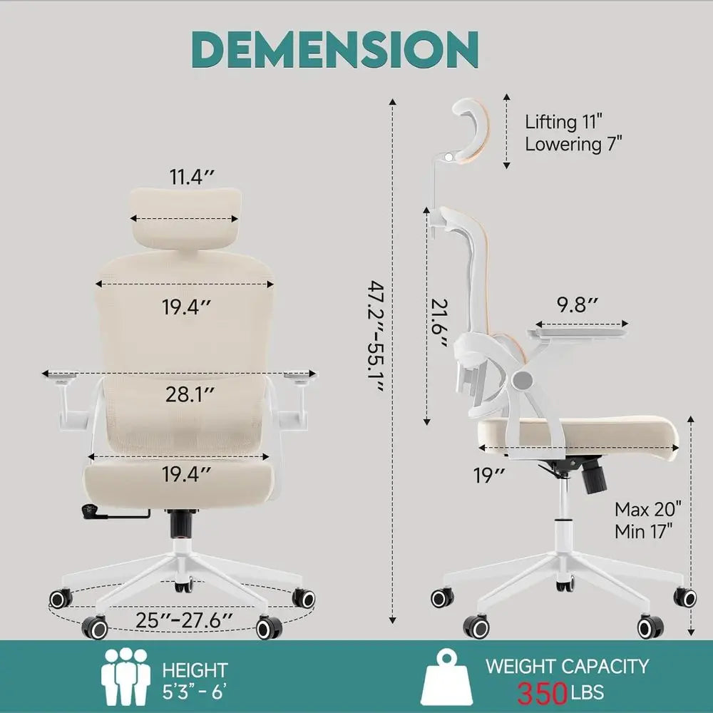 Mesh Office Chair with Flip-Up Arms