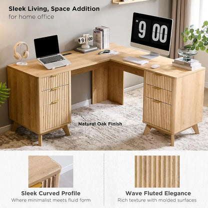 L-Shaped Desk with Charging Station