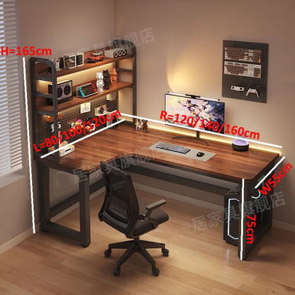 Forgewood L-Shaped Desk with Bookshelf & Pegboard Storage