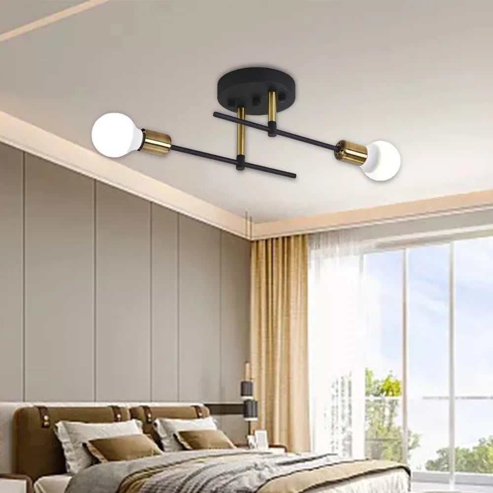 Black & Gold Flush Mount Ceiling Lamp