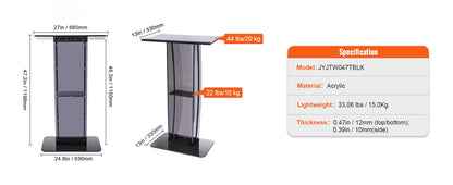 SucceBuy 47in Clear Acrylic Podium