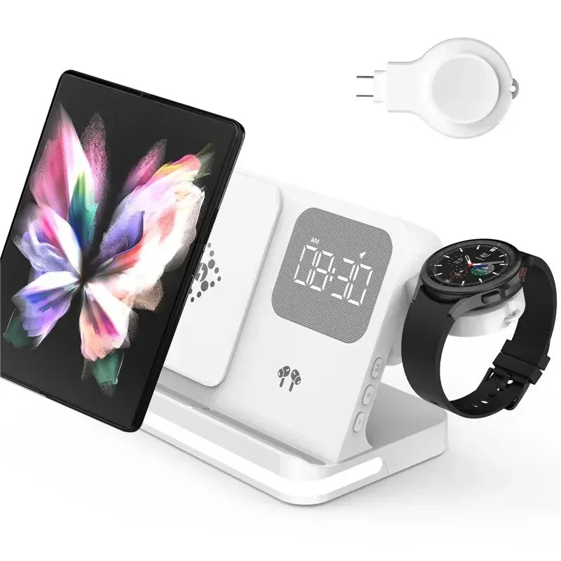 AuraCharge Pro 6-in-1 Wireless Charging Station with LED Clock