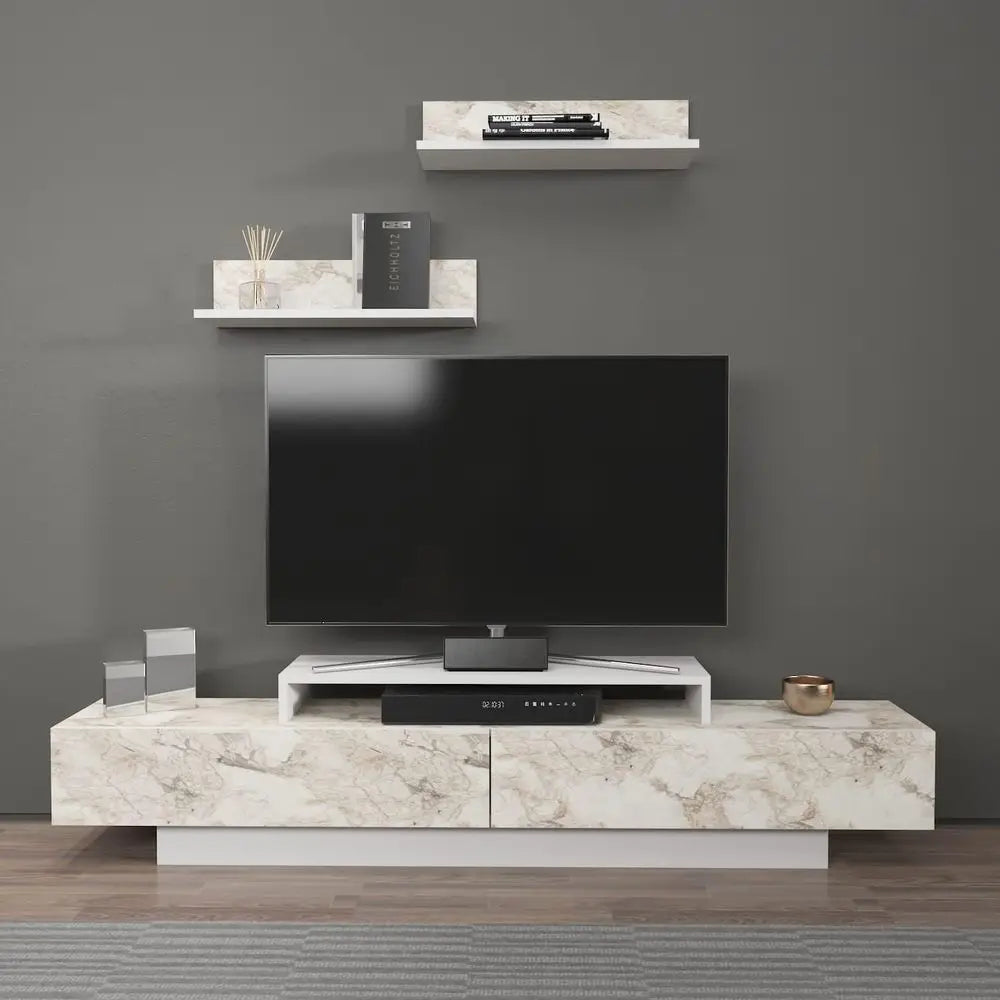 Marble White Entertainment Center